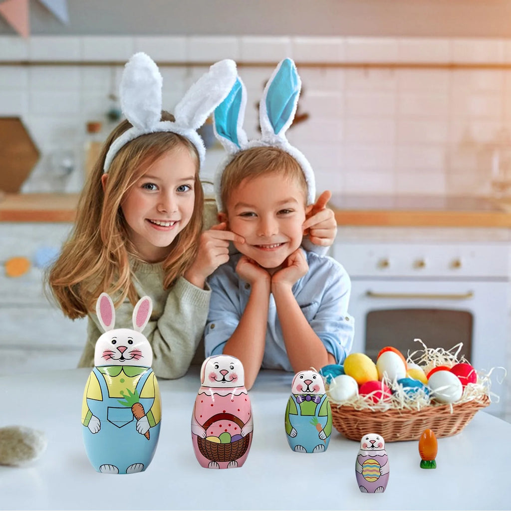 5-Storey Wooden Rabbit Doll Toys H330