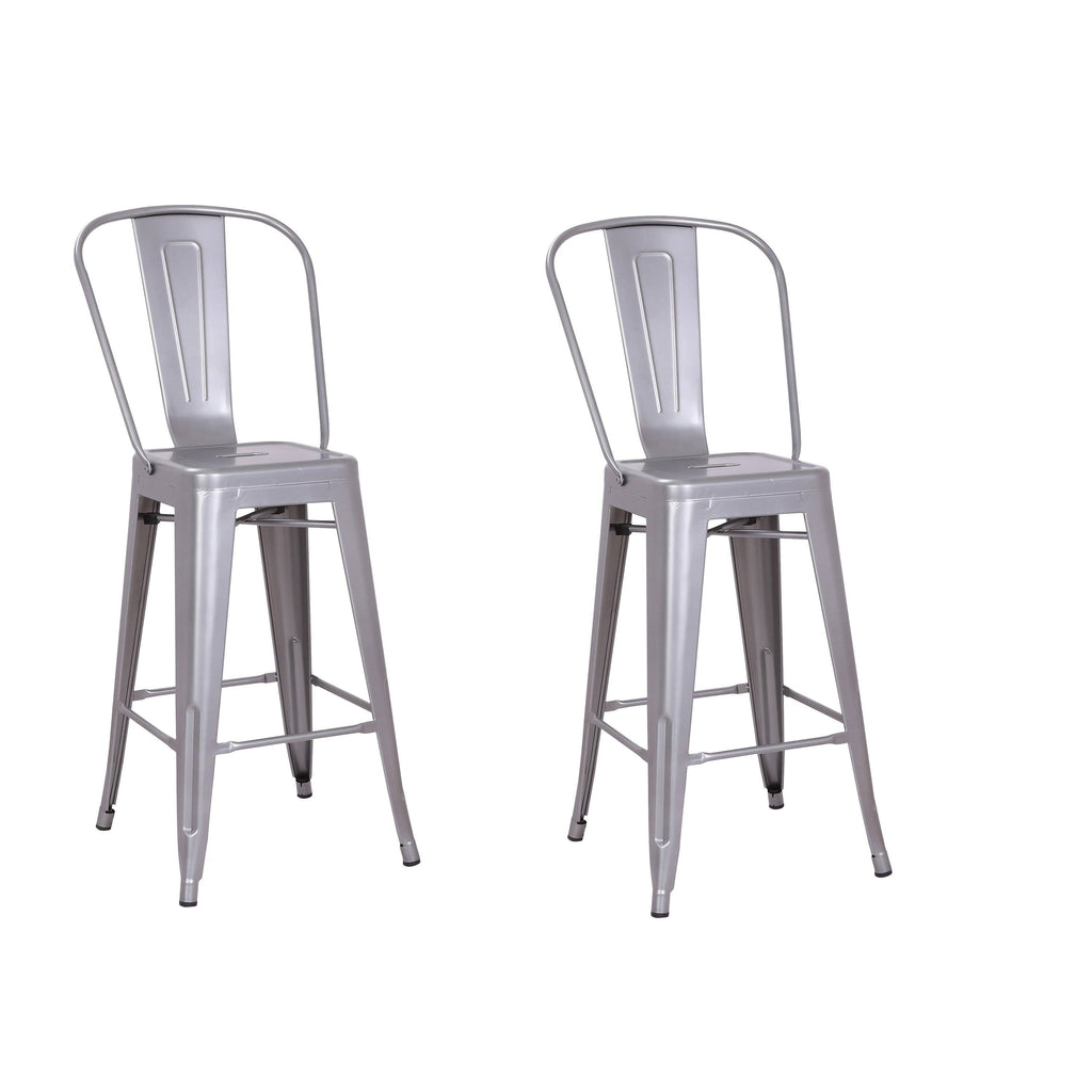 Gray Metal Frame Dining Chair Set of 2 D1462