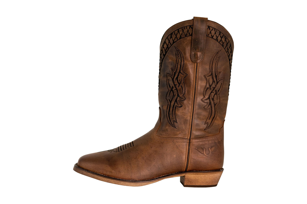 Brown Wide Square Toe Western Boot I911