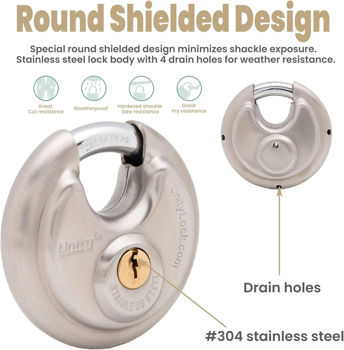 Stainless Steel Disc Padlock, Same Key Open, 2-3/4"(70mm) (50) U37393