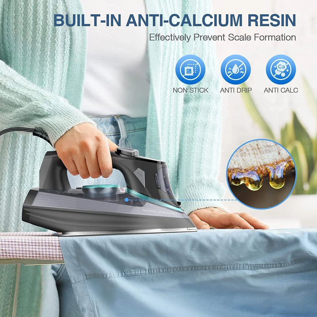 Black 1700W Ceramic Coated Steam Iron with Auto-Off M765
