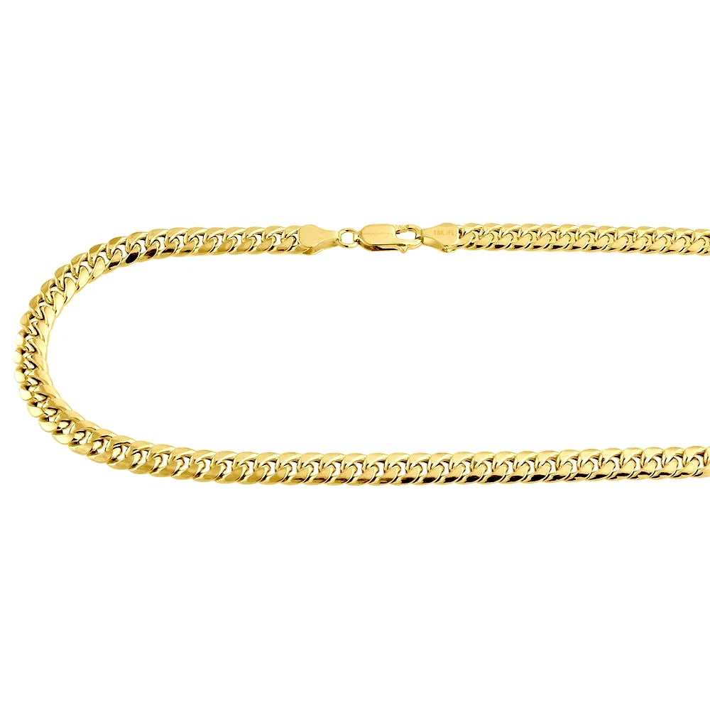 18K Yellow Gold 6mm Solid Miami Cuban Link Chain 22" Necklace I668