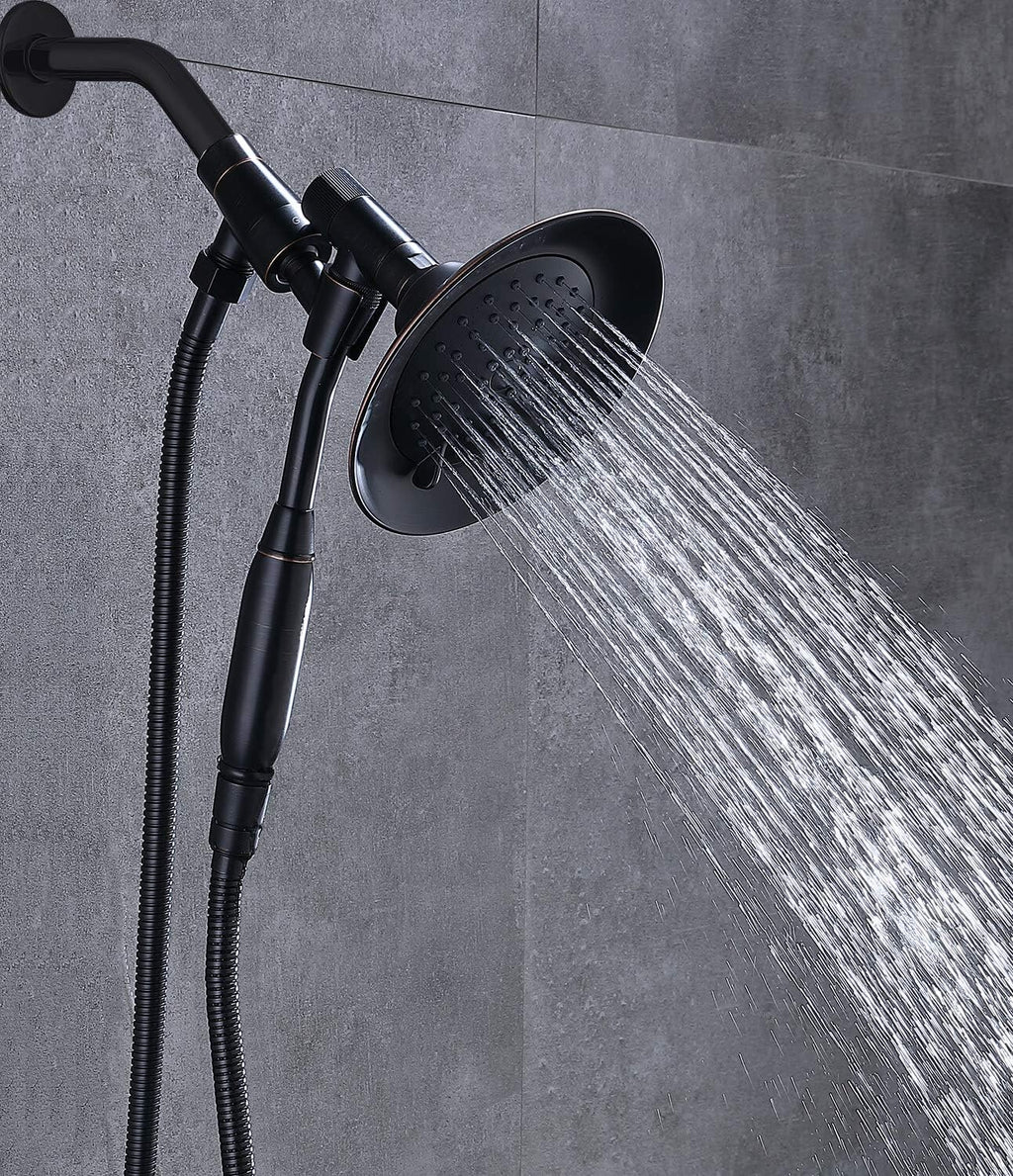 Bronze Double Height Shower Head with Handheld Spray, Stainless Steel Flexible Hose, Pack of 2 Q316097