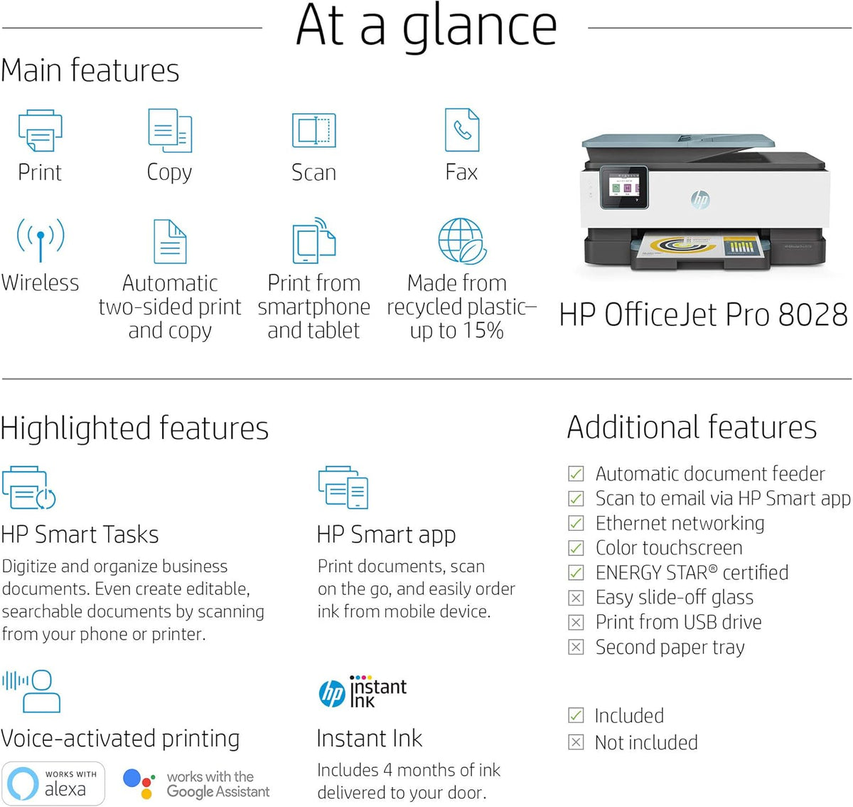 HP OfficeJet Pro 80 28 All-in-One Wireless Color Inkjet Printer, Blue X12325