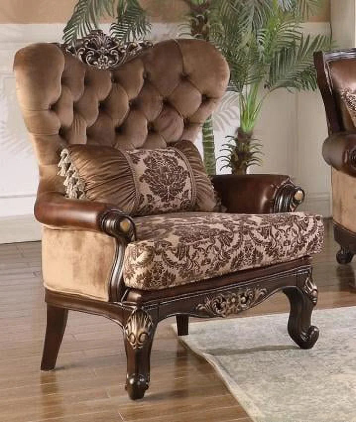 Cherry Finish Wood Sofa Set 3Pcs K821460