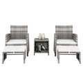 5 Piece Rattan Outdoor Patio Sofa Set with Ottomans F414