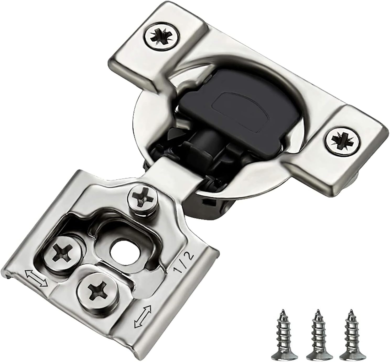 40 Pack Soft Closing 1/2 inch Overlay 105 Degree Nickel Plated Cabinet Hinges F724