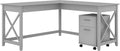Dark Gray Hickory L Shaped Desk with 2 Drawer Mobile File Cabinet I246222
