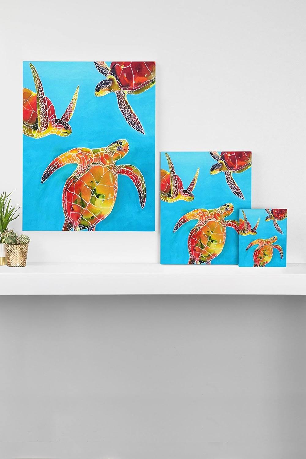 Tie Dye Sea Turtles Art Canvas 24x22 x 30x22 M253