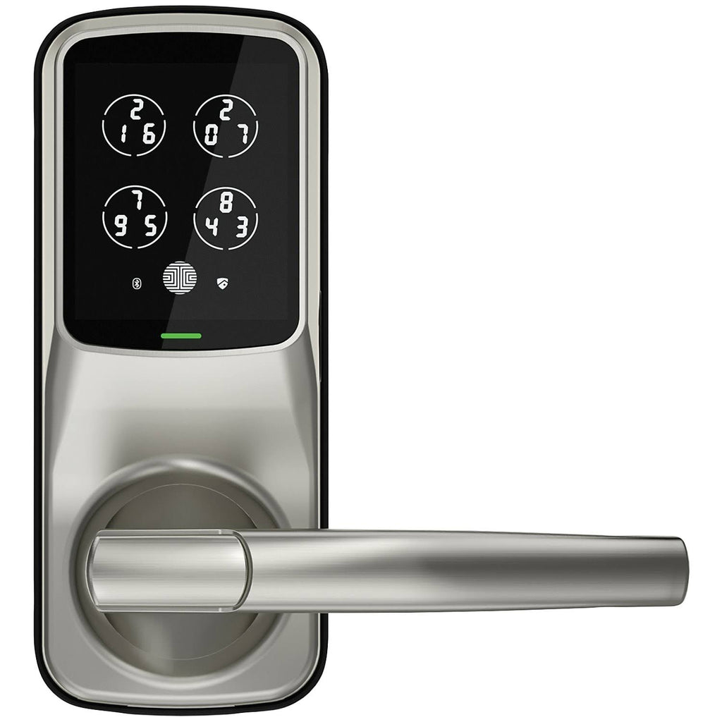 Satin Nickel Smart Touchscreen Door Latch Lock with Fingerprint and Bluetooth R4464
