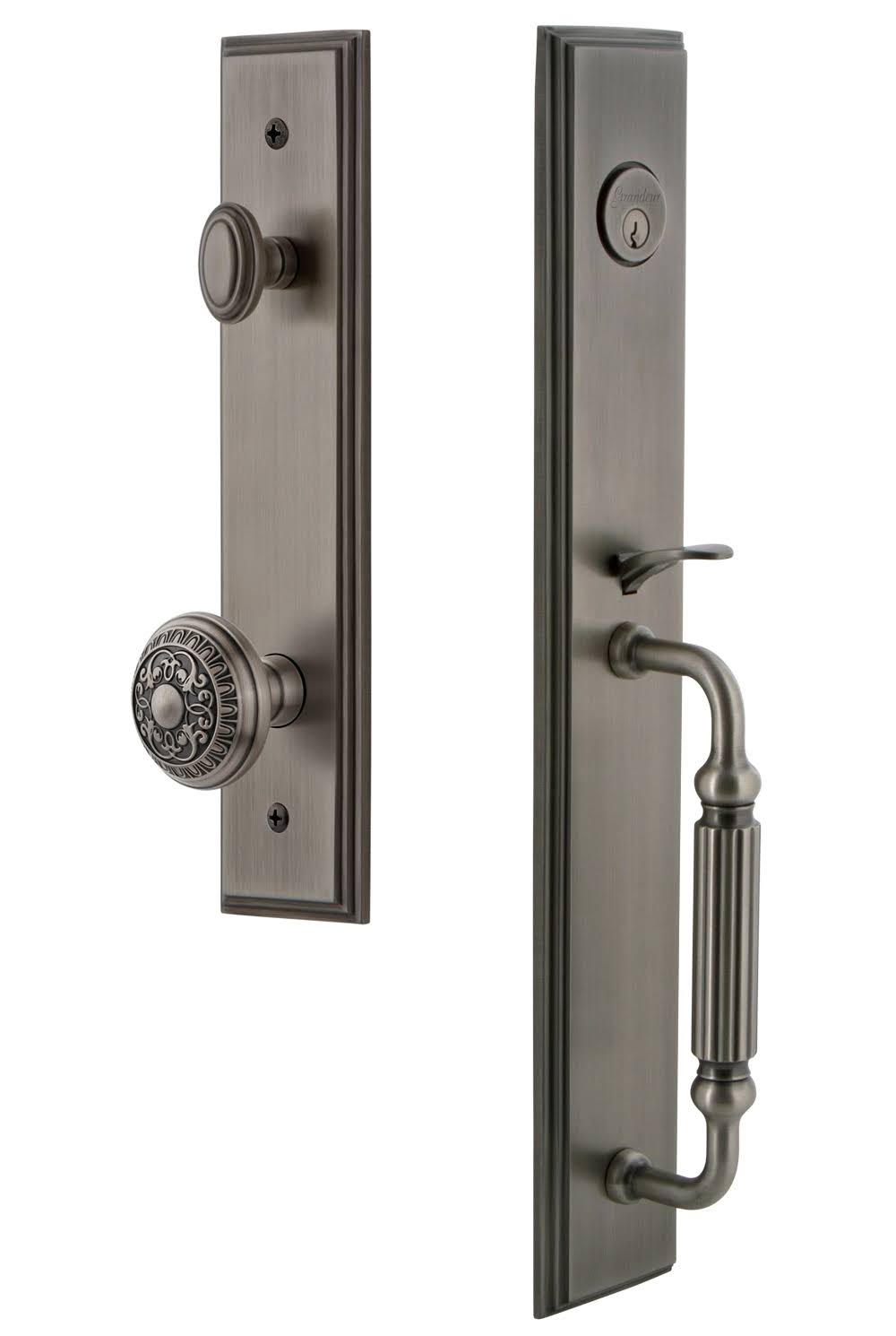 Antique Pewter One-Piece Grip and Knob Q7400