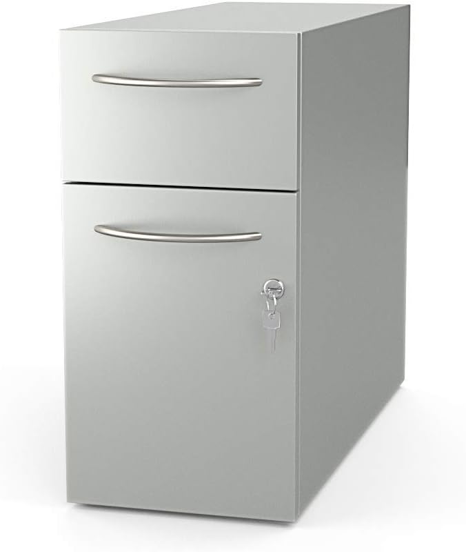 Slim 2-Drawer Mini Filing Cabinet - 18.25in H x 22in D x 9in W - Silver K48217