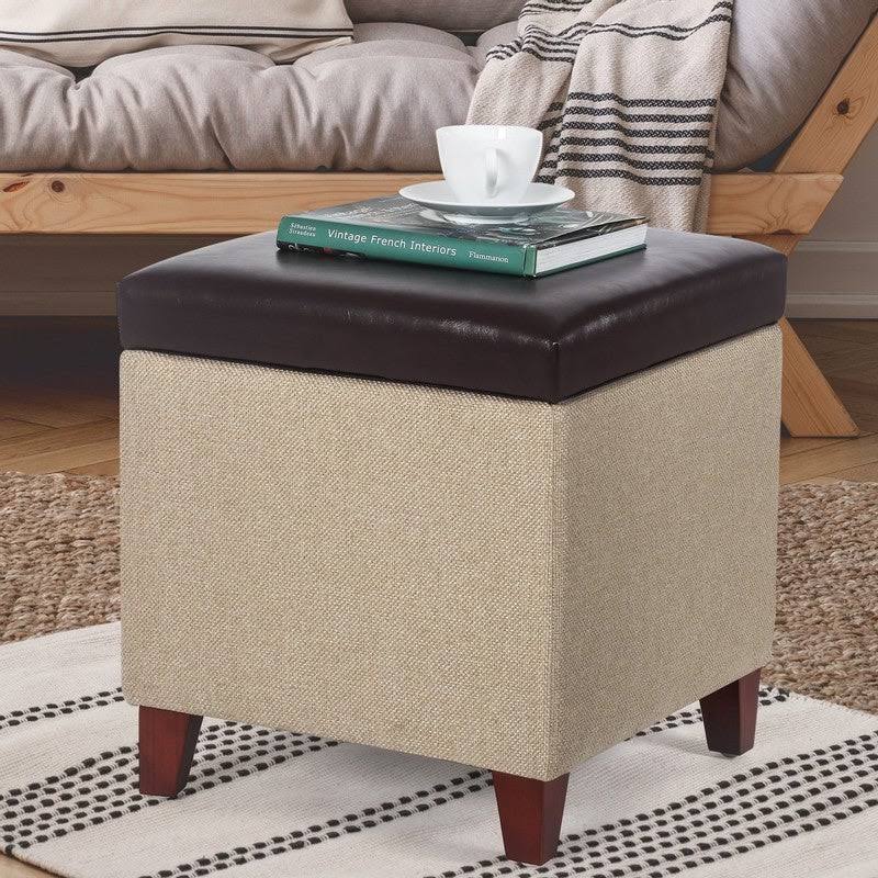 Storage Ottoman Footstool (Brown/Tan) A9157