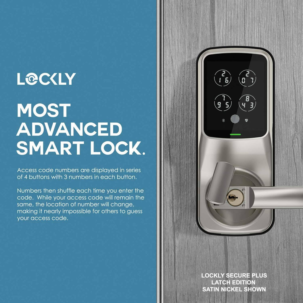 Satin Nickel Smart Touchscreen Door Latch Lock with Fingerprint and Bluetooth R4464