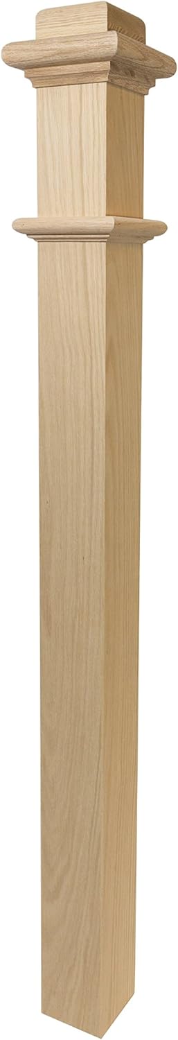 Wood Box Newel Plain Style 48 inch Staircase Post (Red Oak) X163
